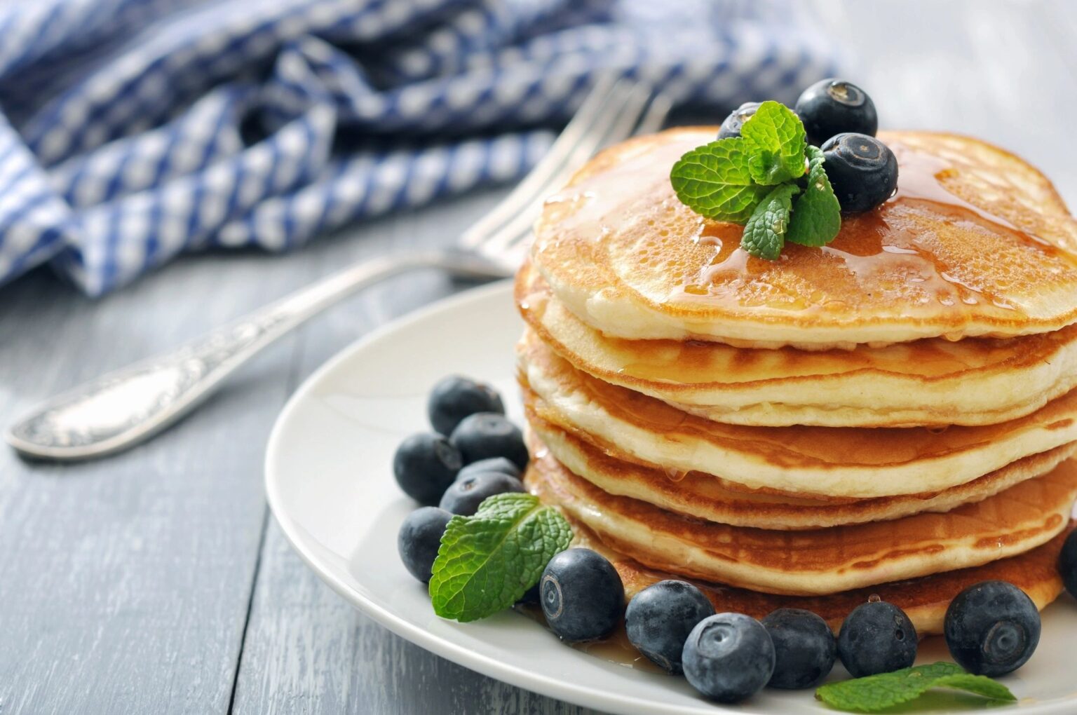 stack of pancakes with blueberries